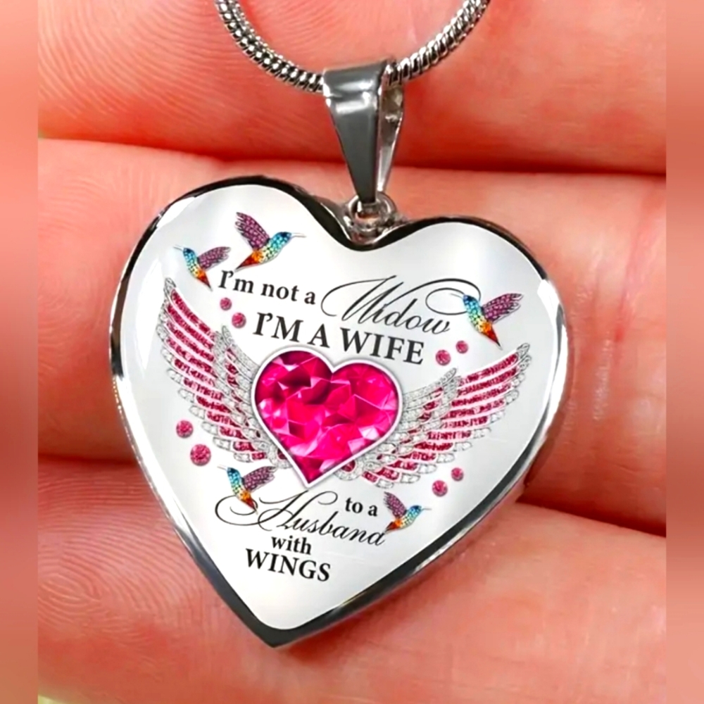 Pink, Teal or Blue wife of an Angel necklace